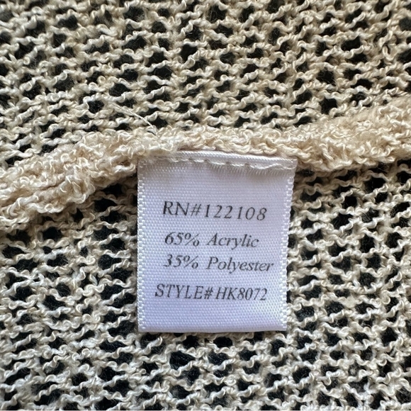 Women’s Cardigan MAK Sweater Beige Knit Duster Open Front Cardigan Cover Top - Picture 5 of 5